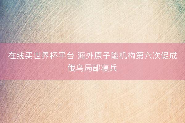 在线买世界杯平台 海外原子能机构第六次促成俄乌局部寝兵