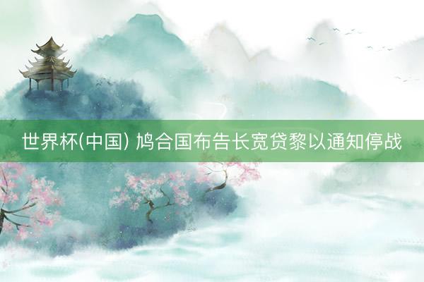 世界杯(中国) 鸠合国布告长宽贷黎以通知停战