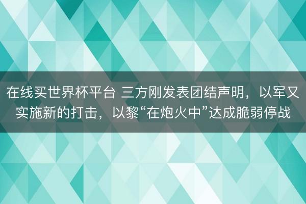 在线买世界杯平台 三方刚发表团结声明，以军又实施新的打击，以黎“在炮火中”达成脆弱停战
