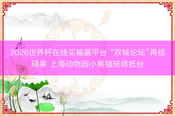2026世界杯在线买输赢平台 “双城论坛”再结硕果 上海动物园小熊猫班师抵台