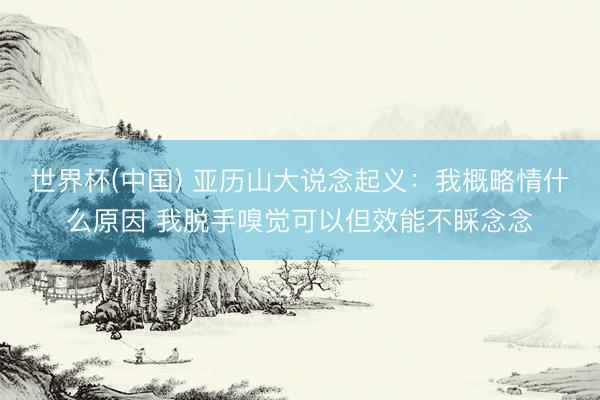 世界杯(中国) 亚历山大说念起义：我概略情什么原因 我脱手嗅觉可以但效能不睬念念