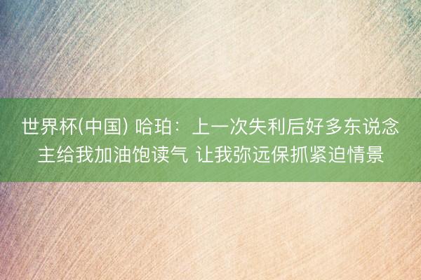 世界杯(中国) 哈珀：上一次失利后好多东说念主给我加油饱读气 让我弥远保抓紧迫情景