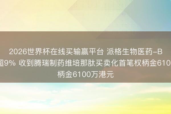2026世界杯在线买输赢平台 派格生物医药-B盘中涨超9% 收到腾瑞制药维培那肽买卖化首笔权柄金6100万港元