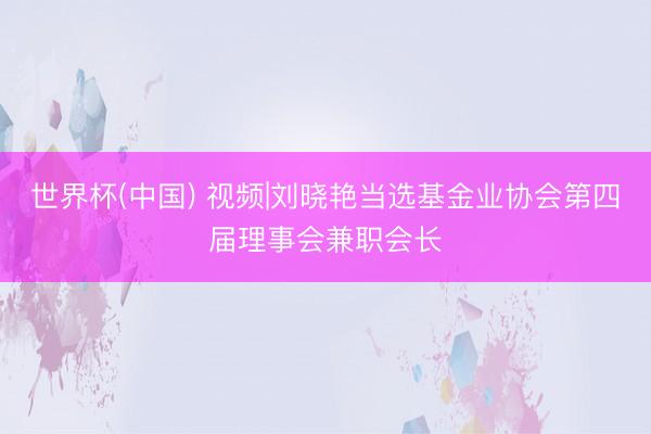 世界杯(中国) 视频|刘晓艳当选基金业协会第四届理事会兼职会长