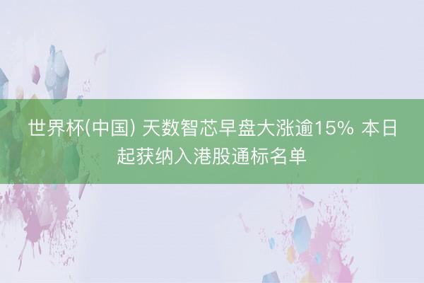 世界杯(中国) 天数智芯早盘大涨逾15% 本日起获纳入港股通标名单