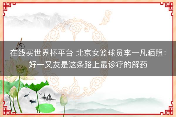 在线买世界杯平台 北京女篮球员李一凡晒照：好一又友是这条路上最诊疗的解药
