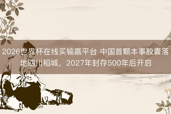 2026世界杯在线买输赢平台 中国首颗本事胶囊落地四川稻城，2027年封存500年后开启