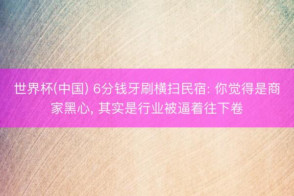 世界杯(中国) 6分钱牙刷横扫民宿: 你觉得是商家黑心， 其实是行业被逼着往下卷