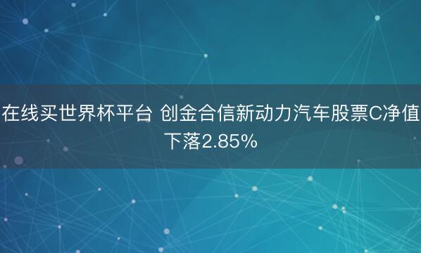 在线买世界杯平台 创金合信新动力汽车股票C净值下落2.85%