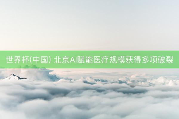 世界杯(中国) 北京AI赋能医疗规模获得多项破裂
