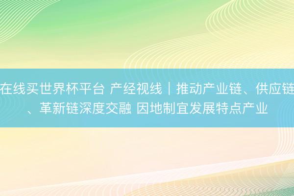 在线买世界杯平台 产经视线｜推动产业链、供应链、革新链深度交融 因地制宜发展特点产业