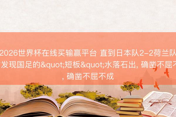 2026世界杯在线买输赢平台 直到日本队2-2荷兰队， 才发现国足的"短板"水落石出， 确凿不屈不成
