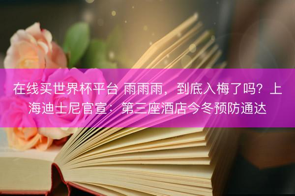 在线买世界杯平台 雨雨雨，到底入梅了吗？上海迪士尼官宣：第三座酒店今冬预防通达