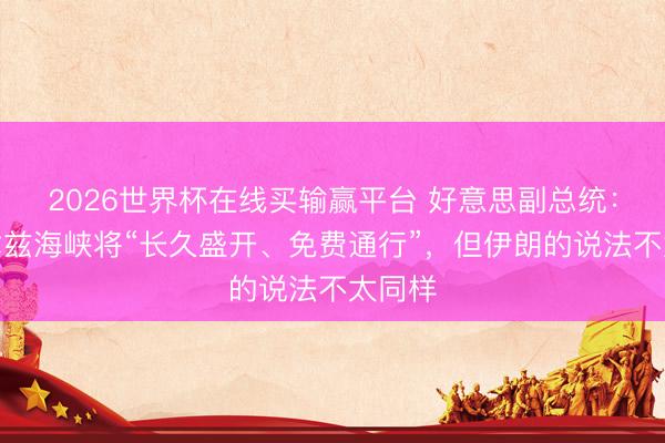 2026世界杯在线买输赢平台 好意思副总统:霍尔木兹海峡将“长久盛开、免费通行”,但伊朗的说法不太同样