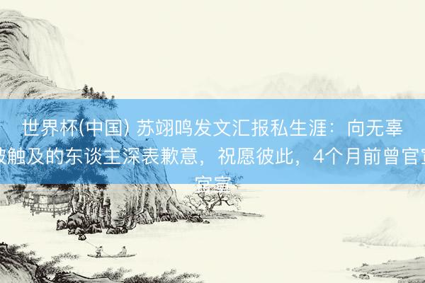 世界杯(中国) 苏翊鸣发文汇报私生涯：向无辜被触及的东谈主深表歉意，祝愿彼此，4个月前曾官宣