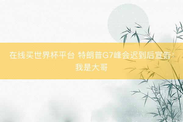 在线买世界杯平台 特朗普G7峰会迟到后宣告：我是大哥